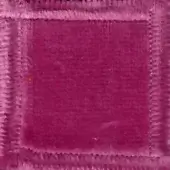 Magenta velvet fabric sample with fringed edges, dense pile, and uniform nap; label reads “swan > fabric (elite) > elite 307”.